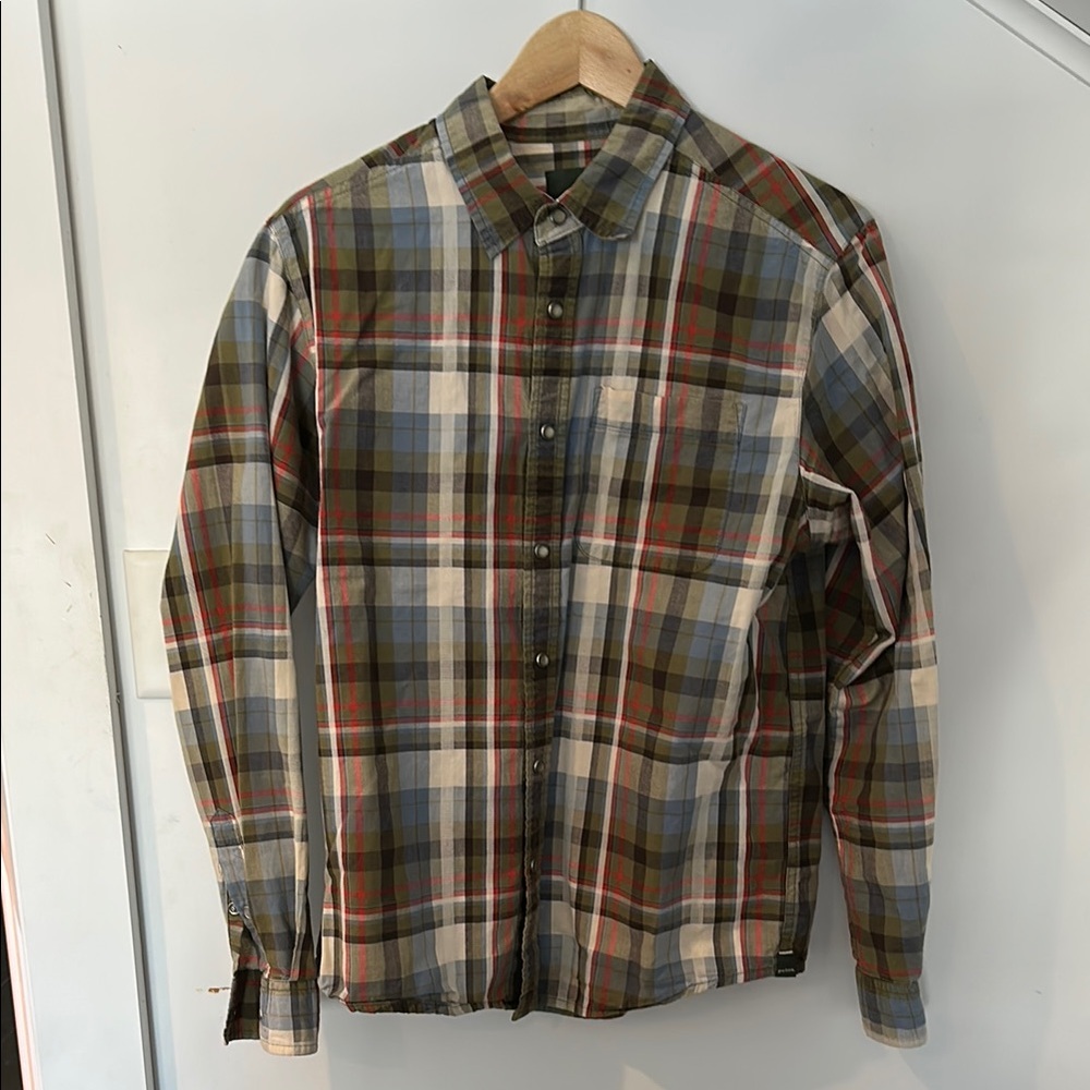 Prana Small Madras Long Sleeve Collared Shirt